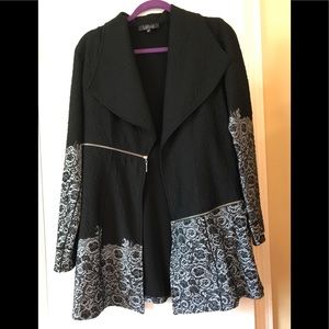 LBISSE collar jacket/blazer black & white floral